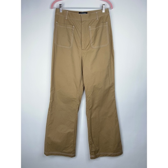 Mossman All Eyes On You Pant Tan Khaki High Rise Flare Wide Leg Office Neutral - Picture 1 of 14